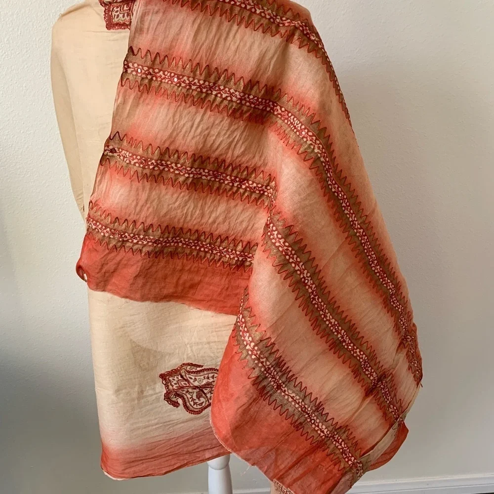 Orange and Cream Patterned scarf
